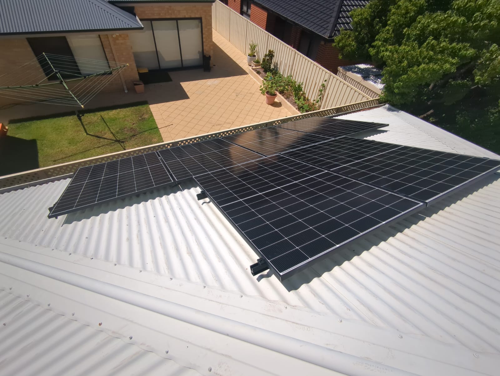 Drone view of a Gwelup home with new solar panels