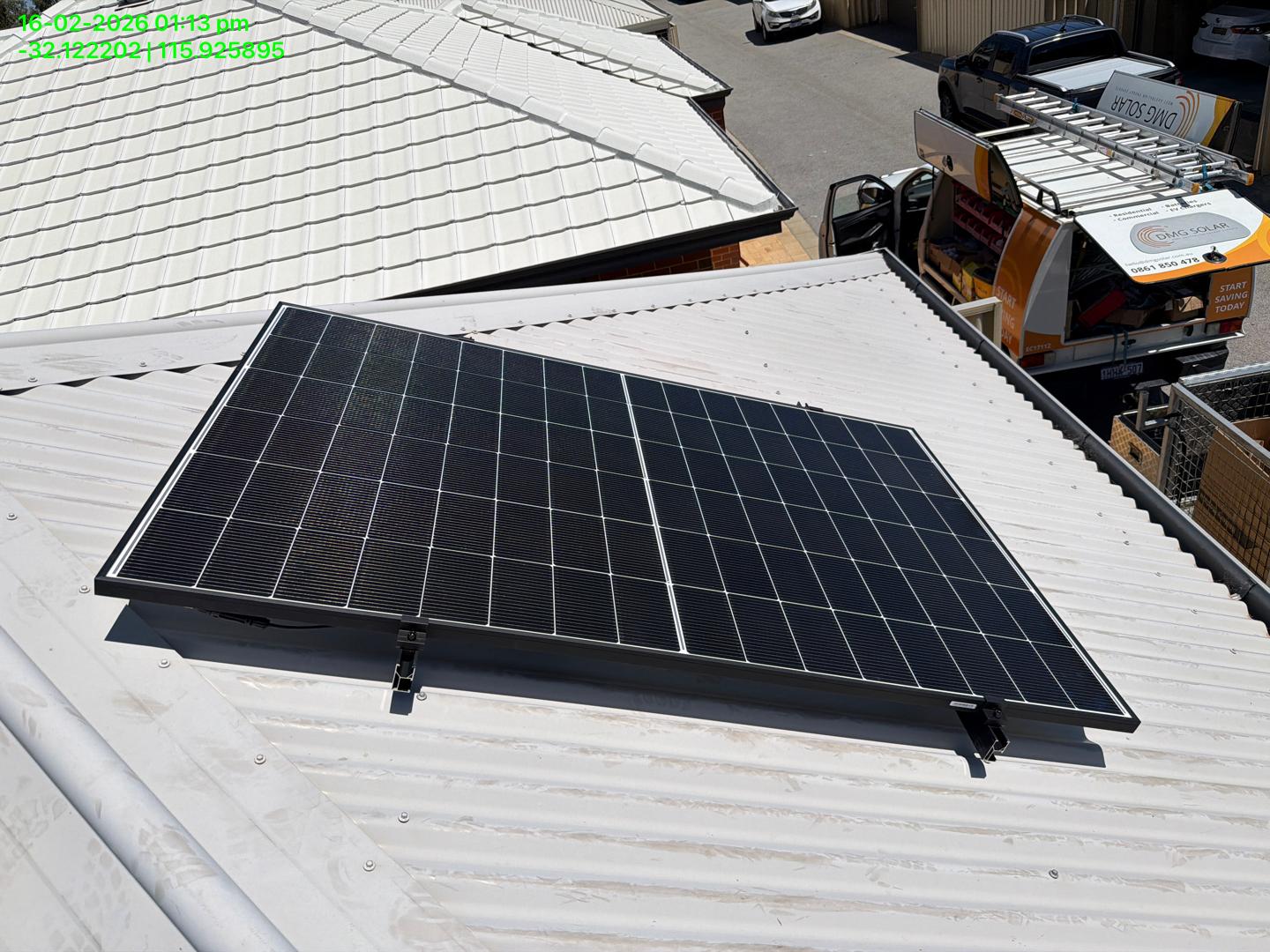 Solar panel array on the colorbond roof of the Harrisdale home