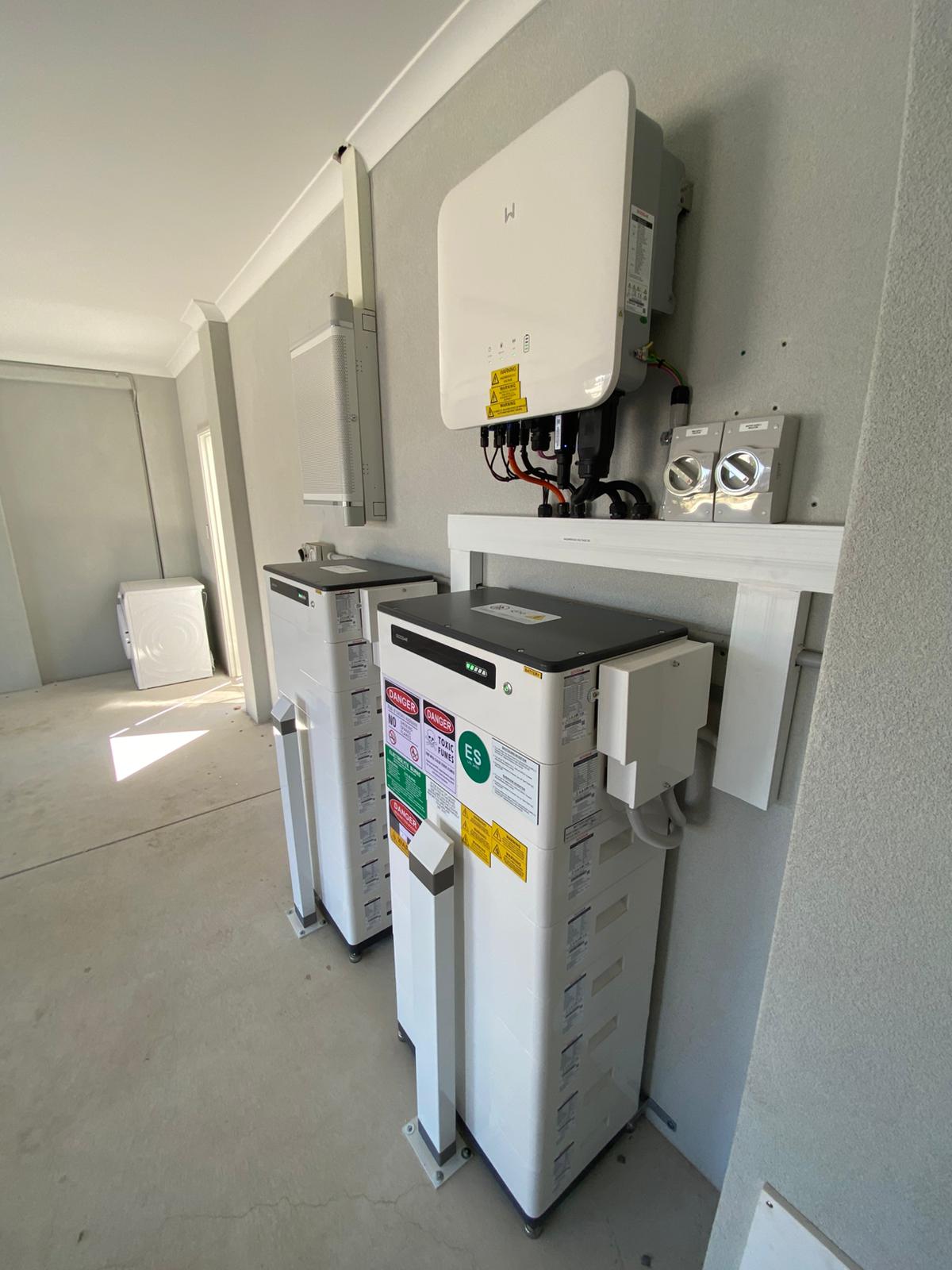 GoodWe inverter mounted above the battery tower in Harrisdale