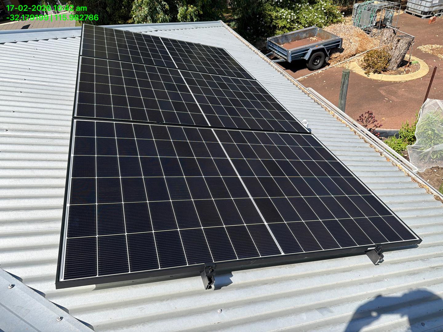Solar panel array on the colorbond roof at Hilbert