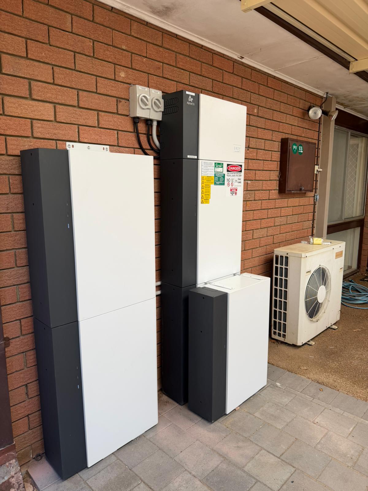 AlphaESS battery and inverter installed outdoors in Kelmscott