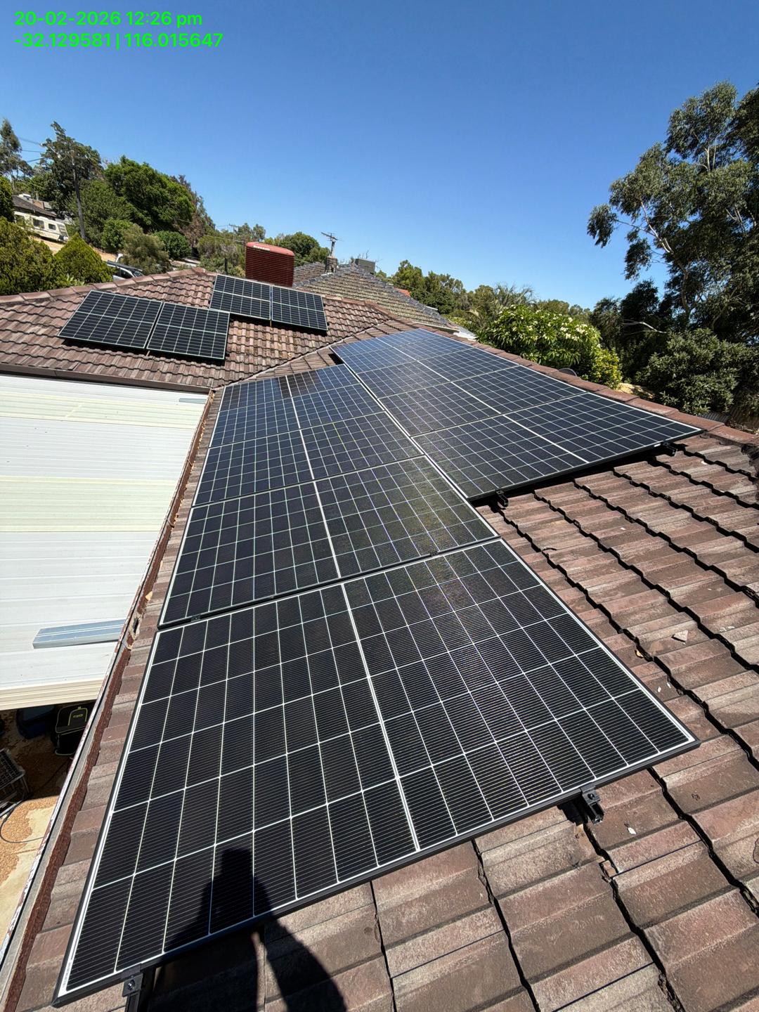 Solar panels on a tiled roof in Kelmscott