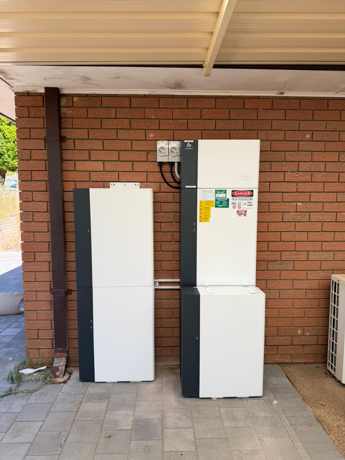 AlphaESS hybrid inverter and battery cabinets in Kelmscott