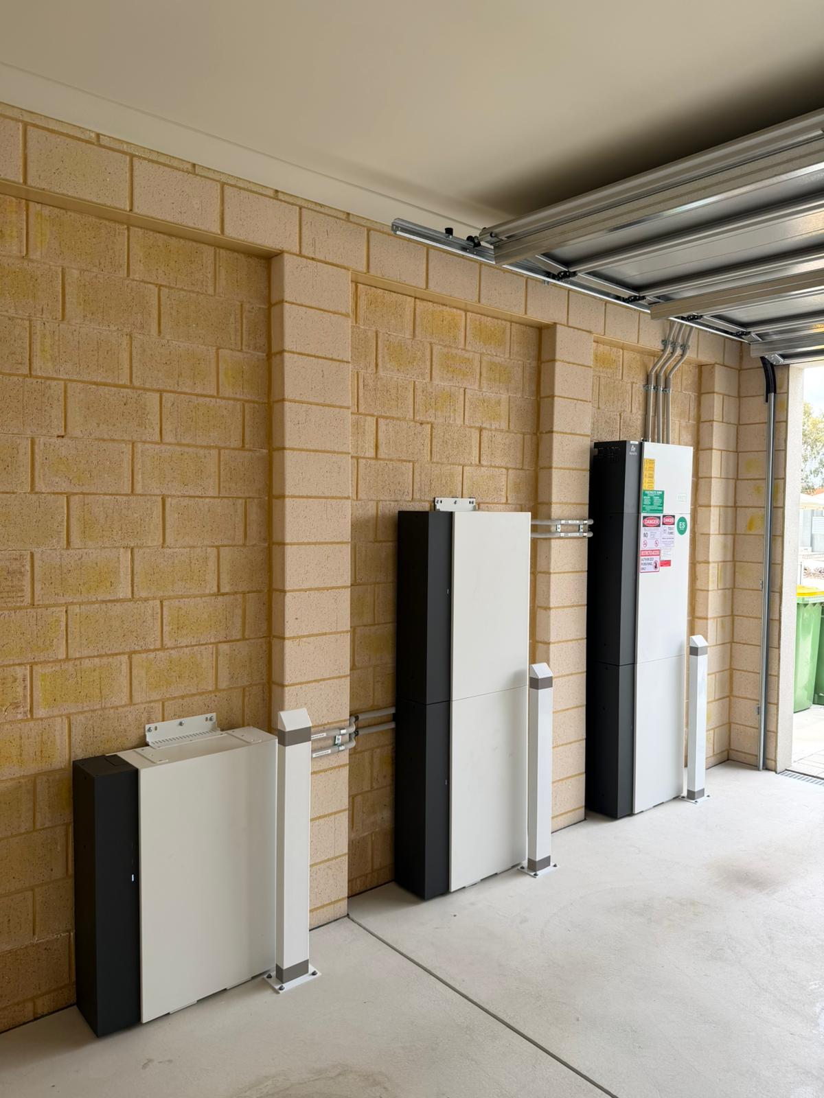Three AlphaESS battery cabinets at a Leeming property