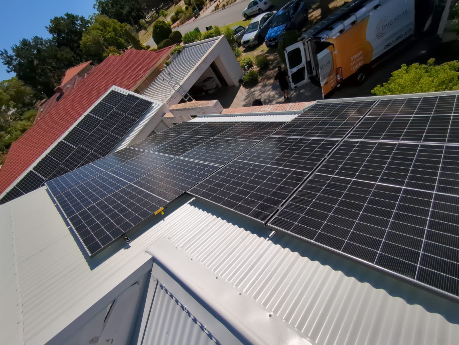 Solar panels installed on a tile roof by DMG Solar in Murdoch