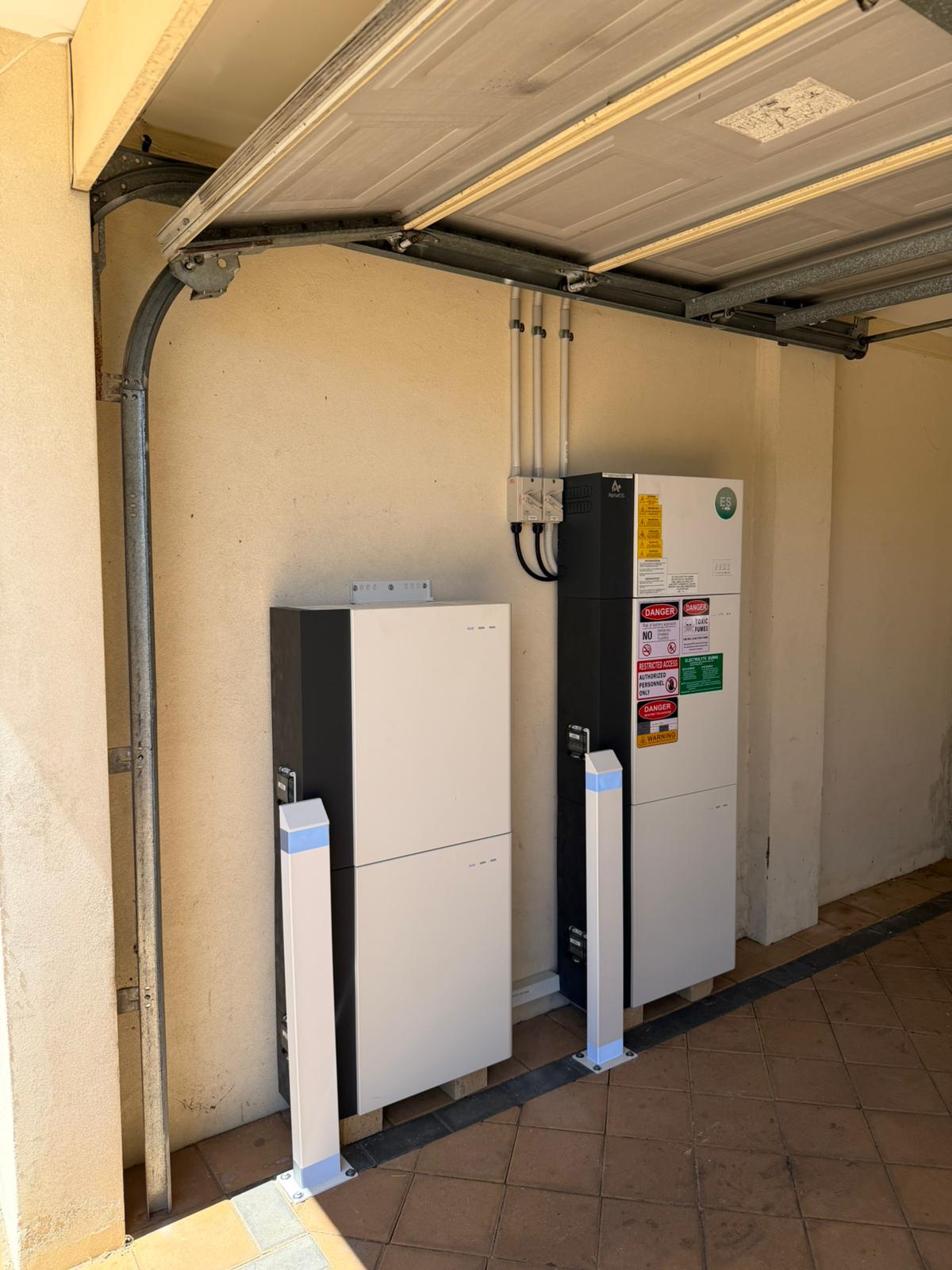 AlphaESS battery towers and inverter cabinet in the Piara Waters home