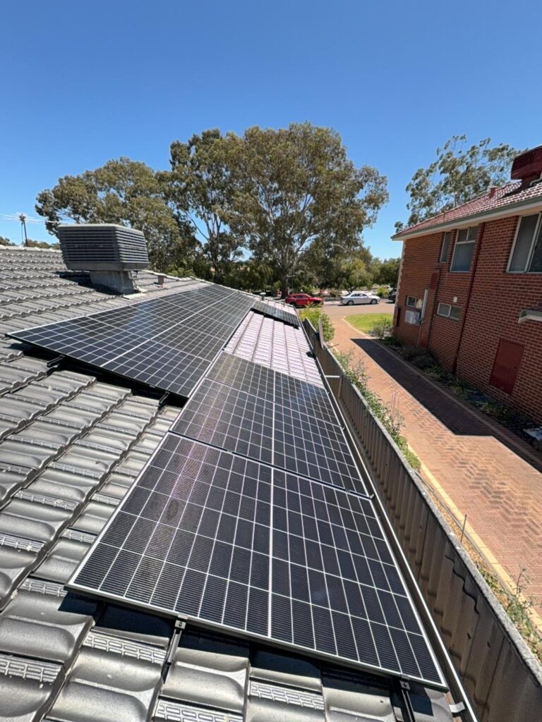 Solar panels on the tile roof of a Piara Waters property