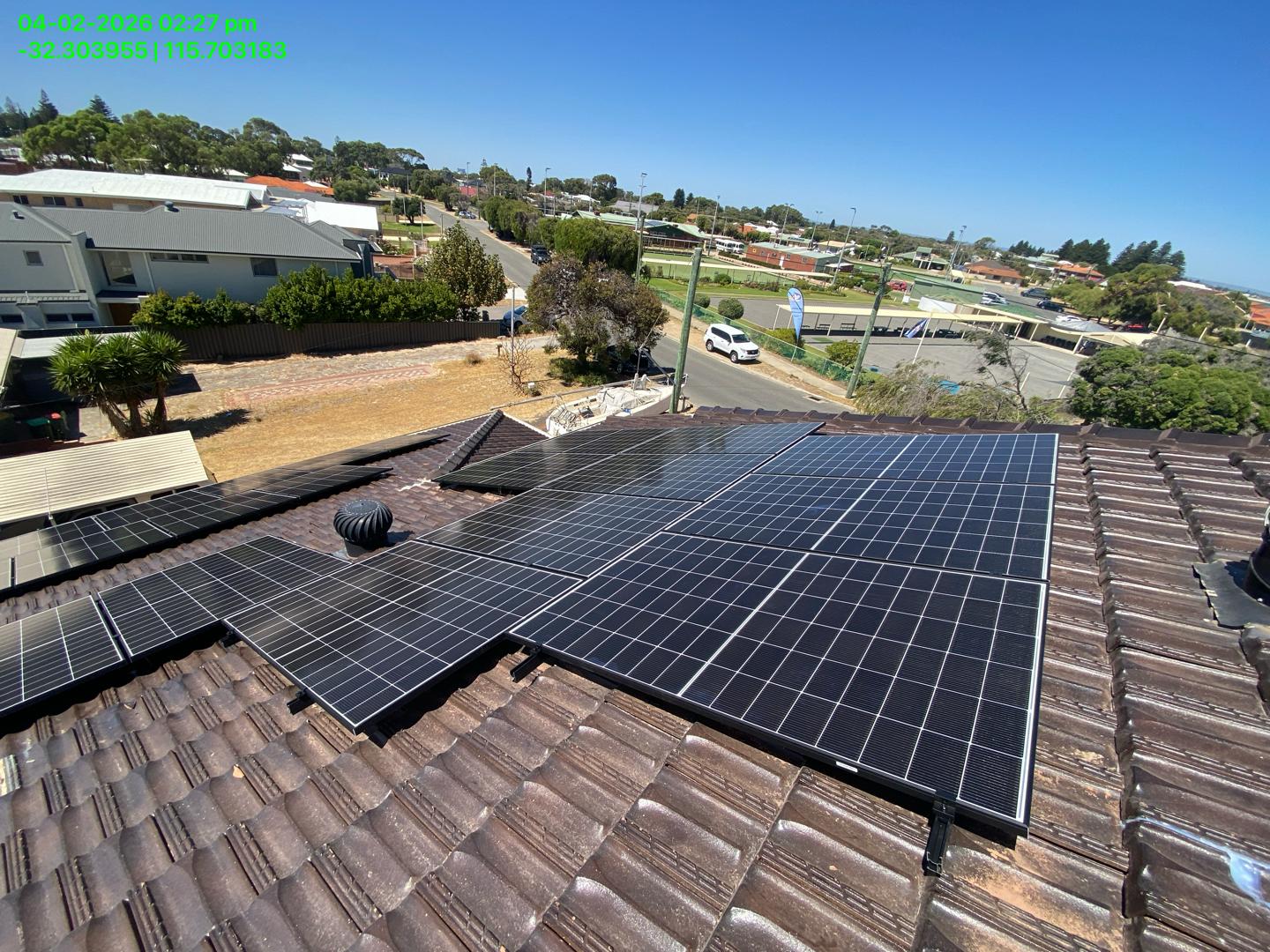 Solar array overlooking Shoalwater rooftops