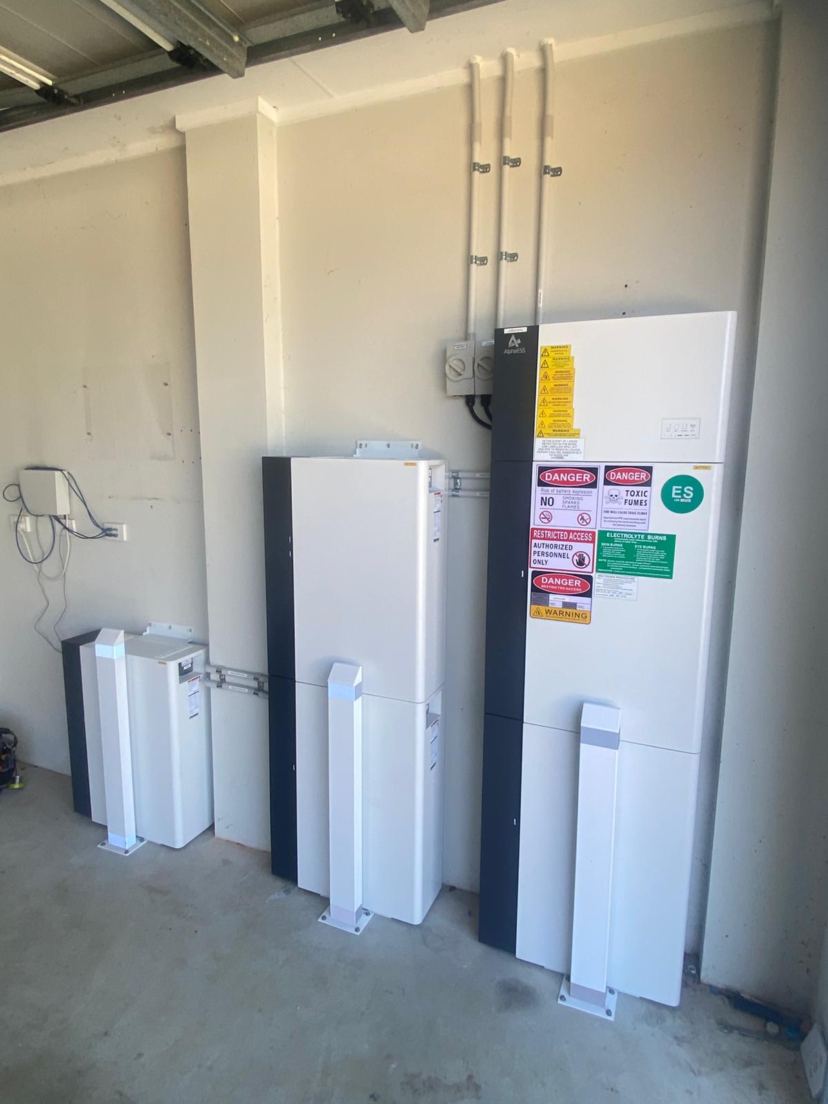 AlphaESS battery stack in a South Yunderup shed