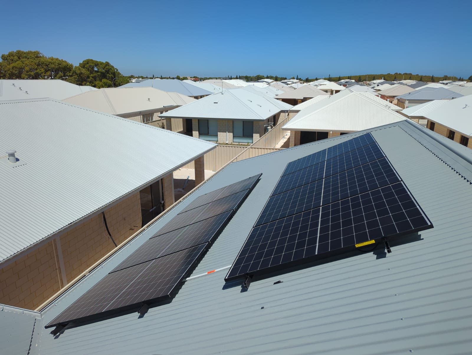 Solar panels on a colorbond roof in Two Rocks