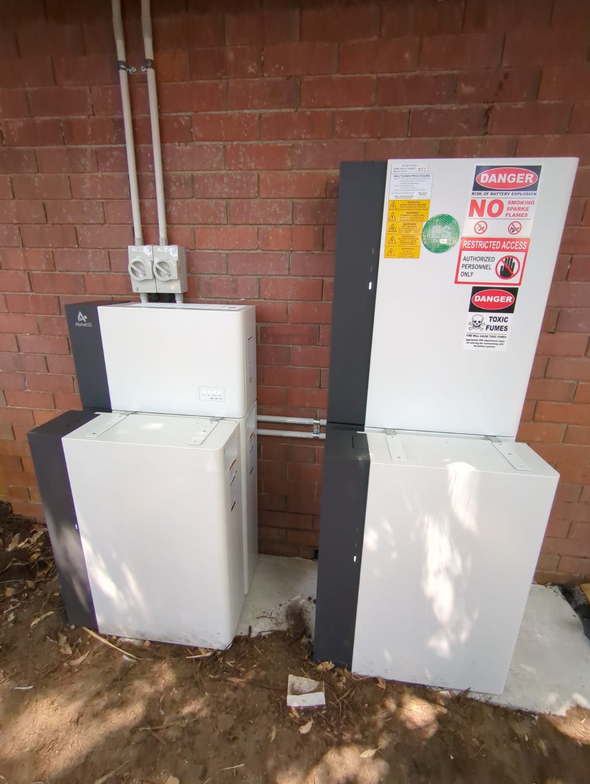 AlphaESS 50kWh AC coupled battery system installed outside a Wanneroo home