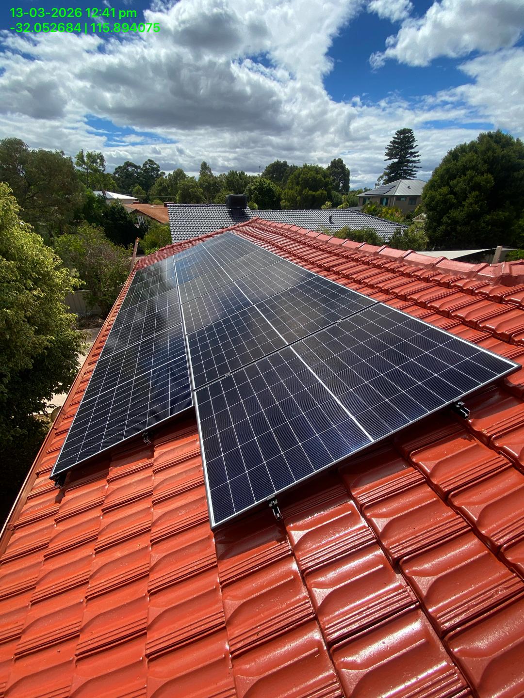 Solar panels installed on a tiled roof in Willetton