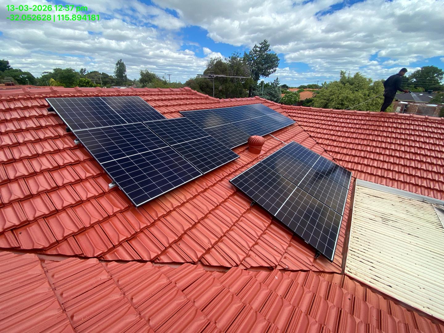 Additional solar array view on the Willetton tile roof
