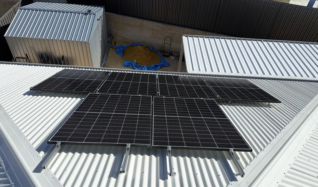 Two rows of Trina solar panels on a Colorbond roof in Eglinton