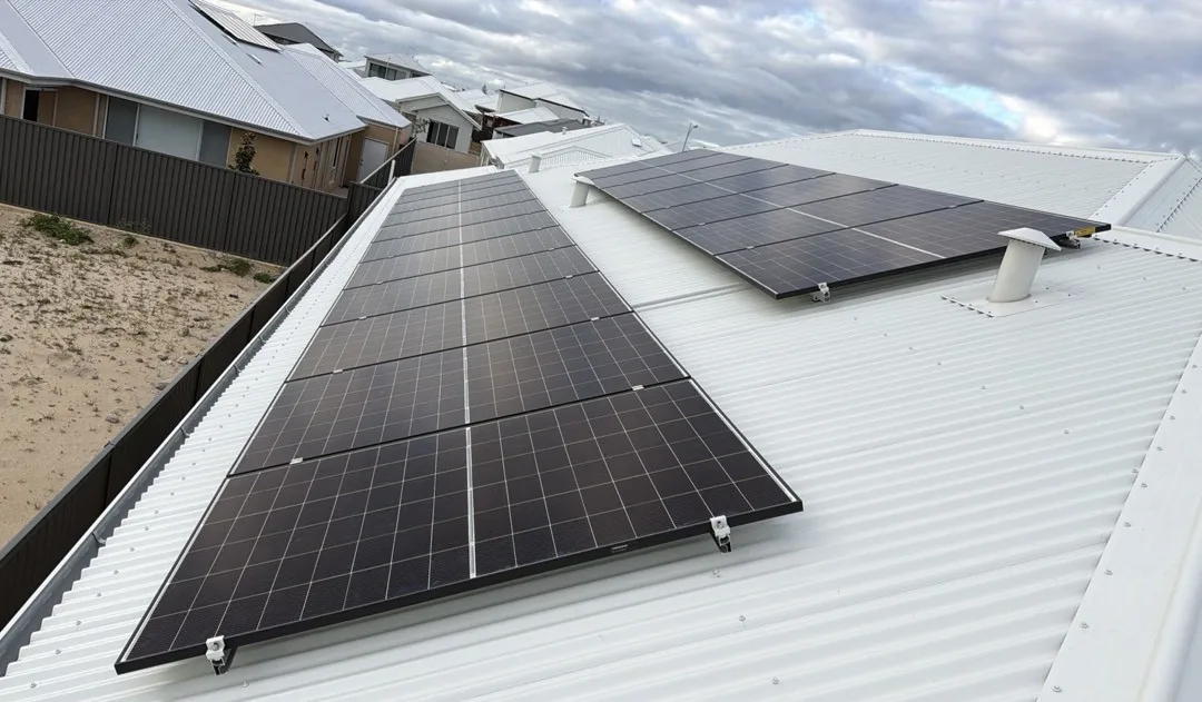 Trina solar panels on a new Colorbond roof in the coastal Jindalee estate