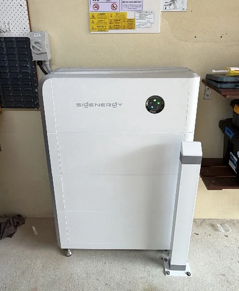 Sigenergy SigenStor 27.12kWh battery in a Palmyra garage workshop