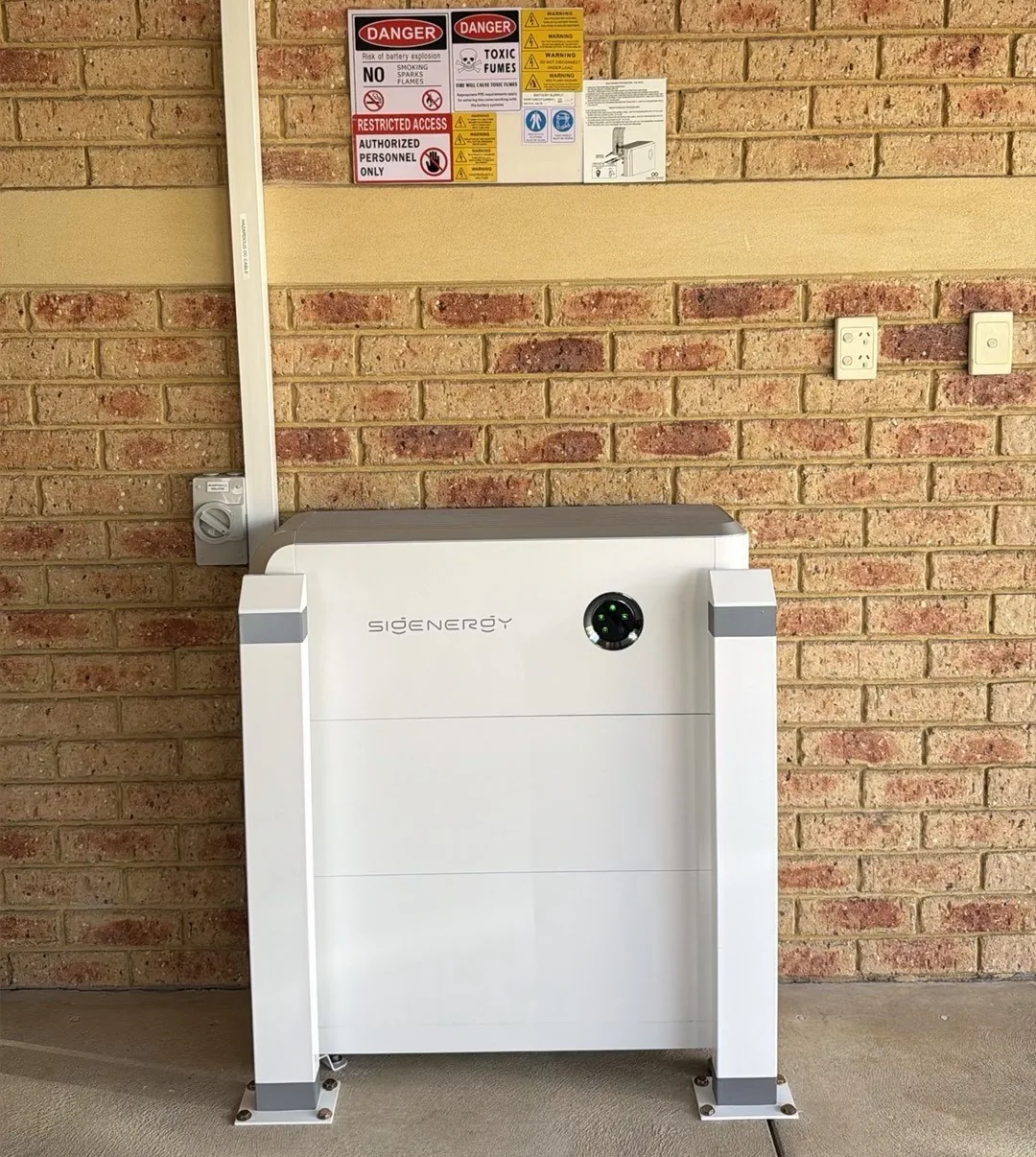 Sigenergy SigenStor 18.08kWh battery against face brick in Thornlie