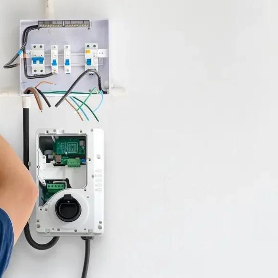 Electrician Installing Home EV Charger